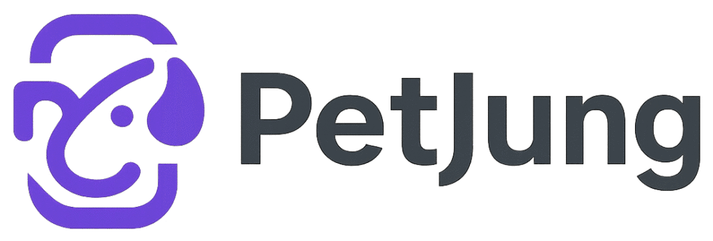 โลโก้เว็บไซต์ PetJung รูปหมาแมวน่ารักลายเส้นทับกัน