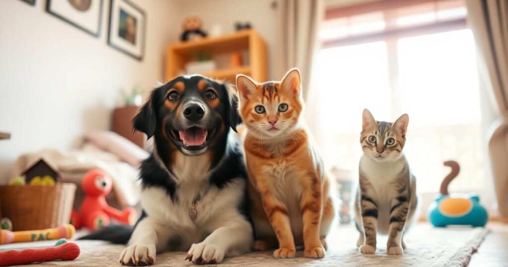 A dog and a cat enjoying their time together indoors.